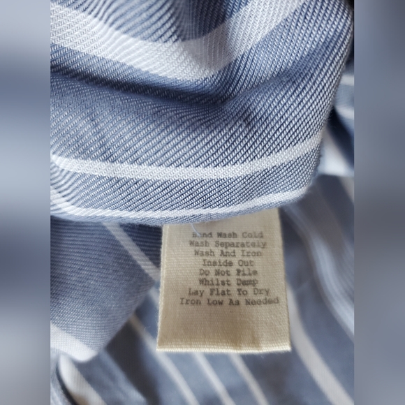 Evy's Tree The Harper Blue Striped Shirt Dress Women's Size L Boho Chic NWT - Picture 9 of 12